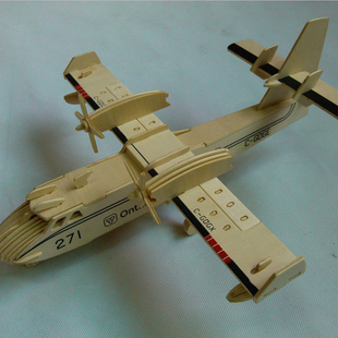 3d木质立体拼图拼板智力拼装飞机模型儿童成人益智玩具制作战斗机