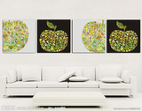 餐厅绿色青苹果沙发墙电视背景无框画现代装饰画壁画冰晶玻璃画