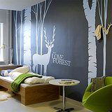爱的森林小鹿 客厅卧室沙发电视背景装饰 大面积墙贴纸创意家居