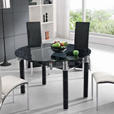 餐桌伸缩可折叠双层钢化玻璃圆形餐台小户型 简约现代餐桌椅组合