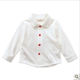 专柜正品0-5岁男女童秋装衬衫婴幼儿白色翻领纯棉长袖衬衫打底衫