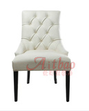 特价新古典餐椅 白色皮椅子 书房椅欧式实木家具单人休闲椅定制