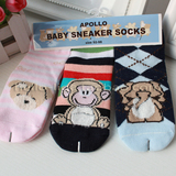 纯棉直板袜带脚跟防滑胶宝宝棉袜婴儿短袜全棉儿童袜