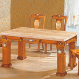 正品居时尚方形人造大理石餐桌 高档大气大理石桌面 橡木台架桌子
