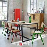美式复古实木 铁艺餐桌椅组合折叠餐桌饭桌酒吧桌办公桌咖啡桌椅
