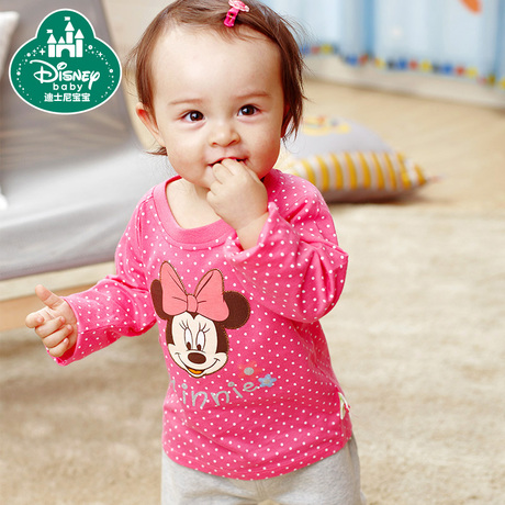 迪士尼童装婴儿衣服男童女打底衫纯棉长袖t恤
