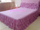 韩版浅紫色布艺飞边公主三层蛋糕纯棉 床罩床套床裙