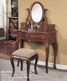 美式实木梳妆台三件套 时尚小户型家具 卧室复古化妆桌简约欧式
