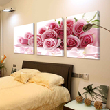 客厅卧室沙发后面背景墙上装饰画现代植物花卉壁画三联连无框画品