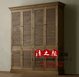 出口欧洲复古实木家具 法式豪华大尺寸四组八门带锁橡木百叶衣柜