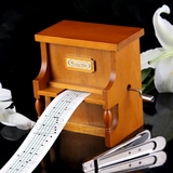 木质制DIY谱曲纸带手摇钢琴音乐盒八音盒创意生日礼物送女生男生