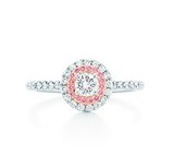 美国正品代购Tiffany蒂凡尼白色和粉色钻石铂金戒指包邮税附小票
