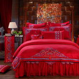 绣花夫人 画情 结婚庆床品中式大红色绣花四件套床上套件床上用品