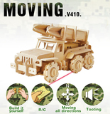若态科技diy益智拼装玩具仿真模型军事车遥控电动导弹吉普车V410