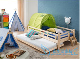 新款儿童实木床 儿童床帐篷 松木床 护栏床 宝宝床 儿童床上用品