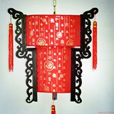 中国风古典灯笼 三角木宫灯灯笼 酒店新年装饰 阳台吊灯 红灯笼
