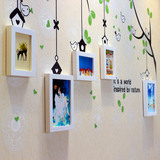 欧锋 创意小鸟墙贴相框组合 小墙面实木照片墙相框墙客厅挂墙包邮