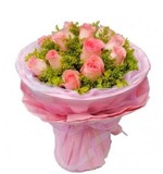 杭州花店圣诞节12朵粉玫瑰同城鲜花快递情人节3.8妇女节生日鲜花