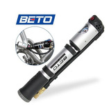 BETO高压迷你自行车打气筒 法美嘴通用带气压表软管骑行装备气筒