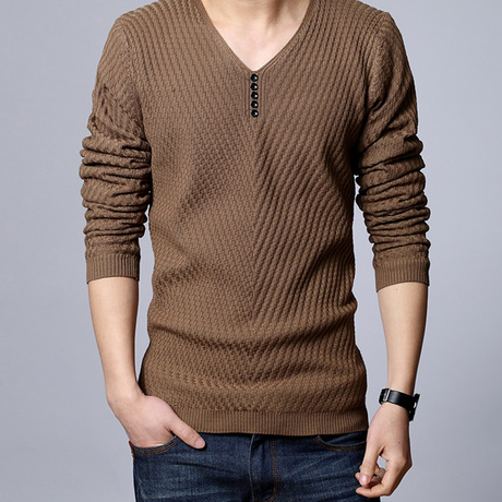 2014秋季男装 v领毛衣男士长袖针织衫 韩版修身薄款潮加大码