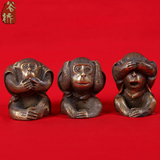谷桥铜雕㊣三不猴 铜雕工艺品铜猴摆件创意可爱小猴子家居装饰品