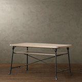 美式尚品金属组装乡村铁艺实木复古怀旧书桌 工作台 餐桌