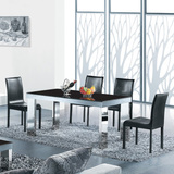 不锈钢餐桌 钢化玻璃餐桌 客厅现代餐桌椅组合 简约 一桌四椅餐台
