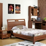 1.2米实木床 儿童床 标准排骨架橡木单人床 现代中式卧室家具