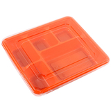 喇叭花一次性餐盒环保快餐盒便当盒外卖打包盒橘色五格四格1000套