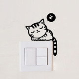 睡觉的猫咪开关贴 墙贴纸卡通插座贴可爱小动物卧室儿童房墙贴kg