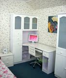 韩式田园书台白色烤漆转角电脑桌书柜连体组合写字台书桌厂家特价