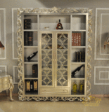 诗兰朵新古典精品家具  欧式实木雕花金银箔榉木1.6米书柜  书架