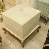 欧式新古典床头柜 实木香槟金 白色床头收纳柜 卧室家具 法式系列