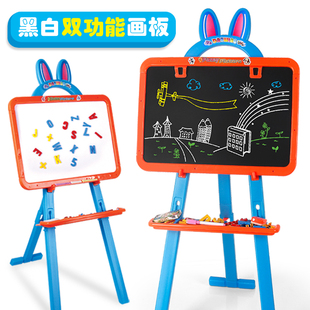 实木双面磁性儿童画板可升降支架宝宝写字绘画黑板白板写字板画架