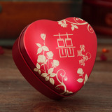隆享结婚喜糖盒子婚庆用品糖果包装盒红色心形中国风马口铁盒礼盒
