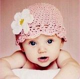 牡丹坊手工编织宝宝帽子女韩版婴儿童帽子春秋花朵可爱纯棉毛线帽