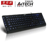 包邮 正品双飞燕 KD-600L超薄静音 USB有线 蓝色背光发光游戏键盘