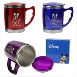 迪斯尼迪士尼保温杯米奇水杯情侣茶杯儿童卡通杯子带盖手柄可印字