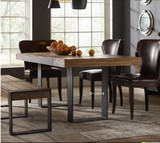 创意美式实木家具复古铁艺餐桌书桌长凳做旧咖啡茶餐厅桌椅会议桌