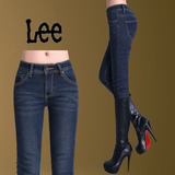 LEE女士牛仔裤 2013秋冬新款港版中腰加绒裤 显瘦铅笔裤