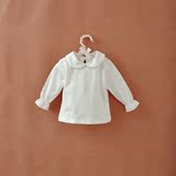 秋冬女宝宝打底衫儿童女童长袖纯棉T恤婴幼儿白色娃娃领衬衫加绒