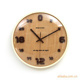 创意家居 24小时制实木工艺特色壁挂钟 现代时尚欧式客厅个性钟表