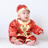 宝宝唐装秋冬季婴儿男童中国红色龙袍周岁服抓周服儿童喜庆新年装