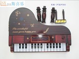 仿木仿真可弹奏三角钢琴玩具电子钢琴圣诞节新年礼物音乐盒八音盒