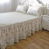 床裙纯棉 床盖单斜纹 床单 床罩 韩式公主 四件套 玫瑰花床裙单件