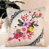 丝带抱枕彩印3D立体十字绣植物花卉客厅欧式沙发靠枕靠垫锦年如诗