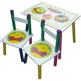新款维尼宝宝儿童书桌椅小孩学习桌套装木制双人桌宝写字桌特价