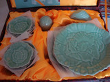 居雅堂 龙泉青瓷 牡丹餐具31头件 碗碟盘匙新房礼品环保产品