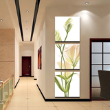 现代装饰画客厅简约无框画玄关壁画水晶画走廊中式挂画竖版三联画