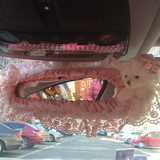 美美熊卡通观后镜套蕾丝汽车用装饰品 可爱车内倒车镜套后视镜套